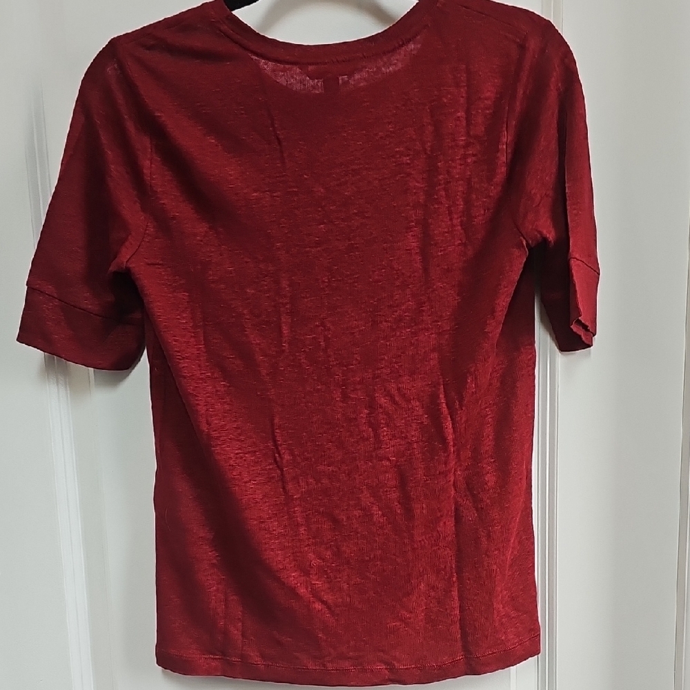 Banana Republic Red Short Sleeve Linen Tee Essential - Picture 4 of 5